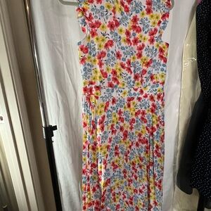 Ann Taylor Floral Maxi Dress - Red, Yellow, Blue